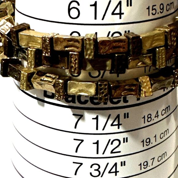 Chicos Brutalist Tile Bead Bracelet Rectangle Gold Tone Multi Strand Modernist - Picture 5 of 5